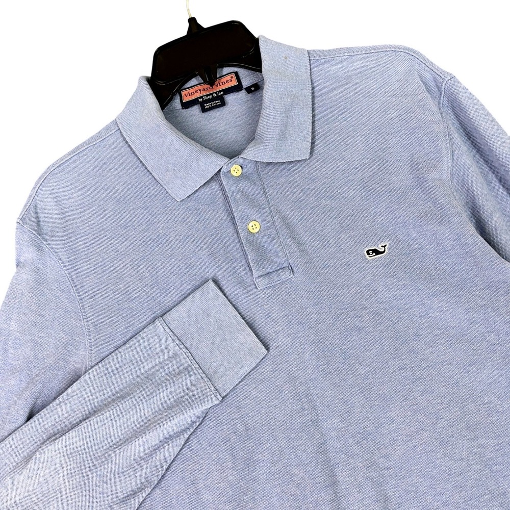 Vineyard Vines Polo Shirt Mens S Long Sleeve Whale Logo Pique Cotton Casual Wear